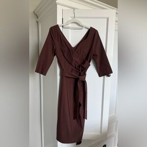 Chic Long Sleeve Brown Dress